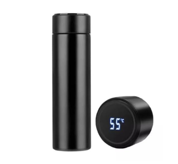 Vacuum Insulated Water Bottle, Stainless Steel, Smart Temperature Dis. Leakproof, Reusable, for Office, Gym, and Travel