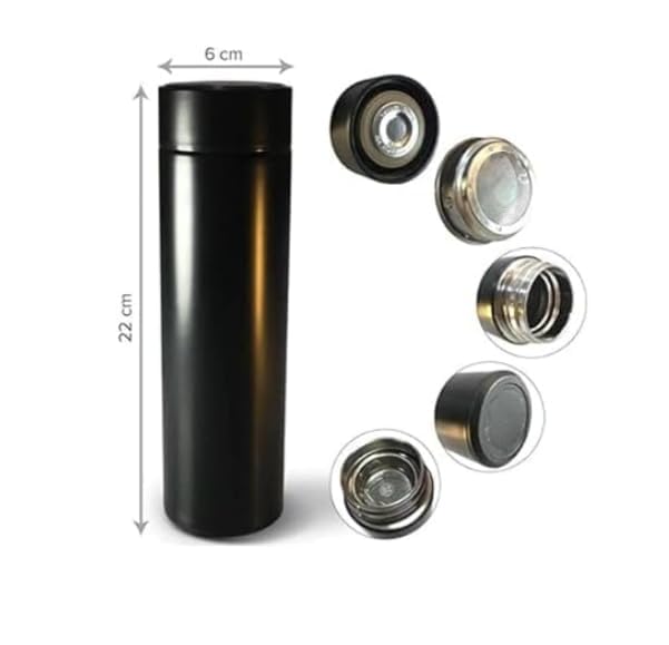 Vacuum Insulated Water Bottle, Stainless Steel, Smart Temperature Dis. Leakproof, Reusable, for Office, Gym, and Travel