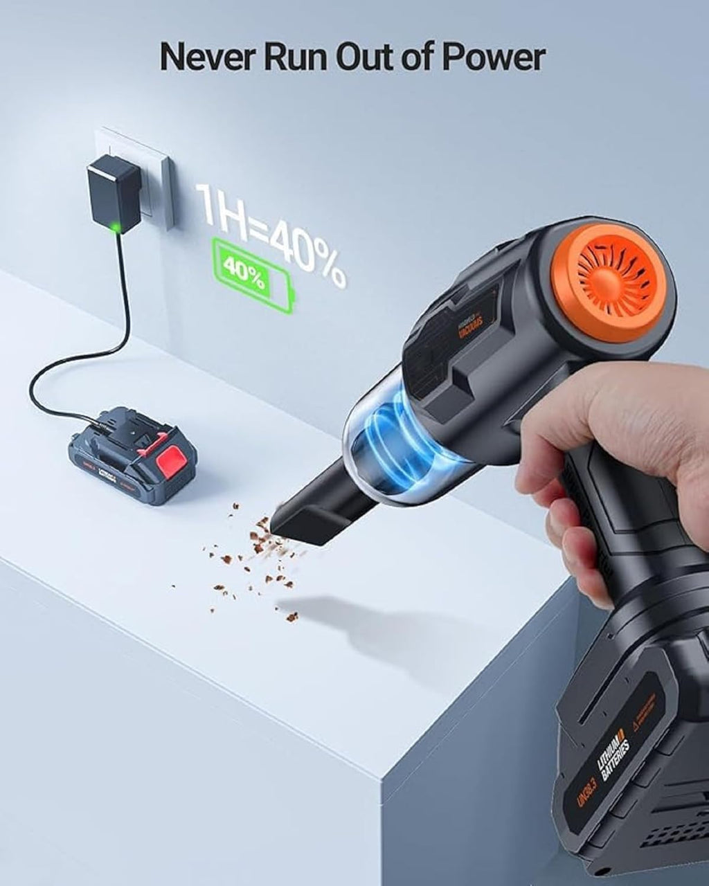 Portable Car Vacuum Cleaner with Blower | USB Rechargeable Wireless Handheld Car Vacuum Cleaner Traveling,Portable,Rechargeable (4in1)