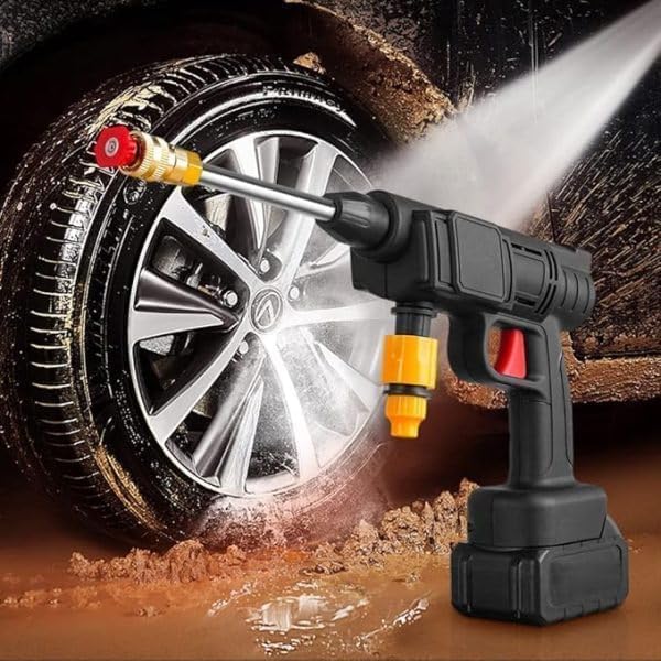 (Double Battery) Cordless Portable Wireless Pressure Washer Gun 48V 12000mAh High Pressure Water Gun for Car Wash & Bikes Cleaning with Adjustable Nozzles & 5M Hose Pipe Car