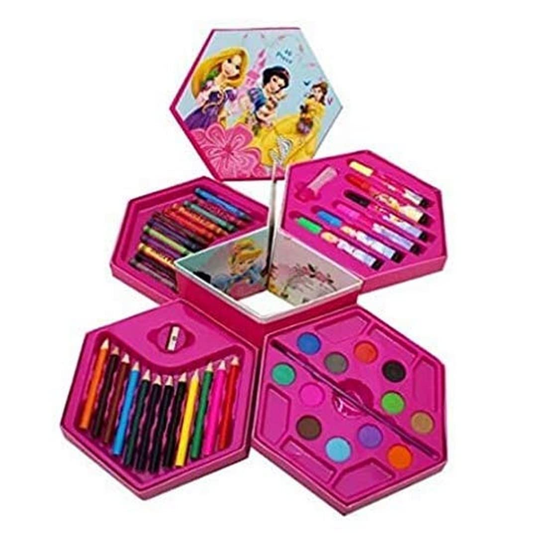 Multicolour Art Box with Colour Pencil, Crayons, Water Colour, Sketch Pens - Pack of 46 Pieces Color Kit