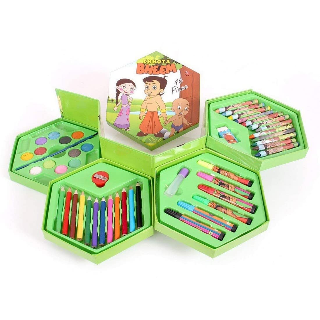 Multicolour Art Box with Colour Pencil, Crayons, Water Colour, Sketch Pens - Pack of 46 Pieces Color Kit