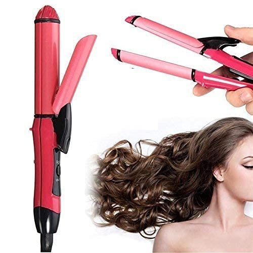 2 in 1 Hair Straightener and Curler | hair straightening machine, Beauty Set of Professional Hair Straightener and Hair Curler with Ceramic Plate For Women