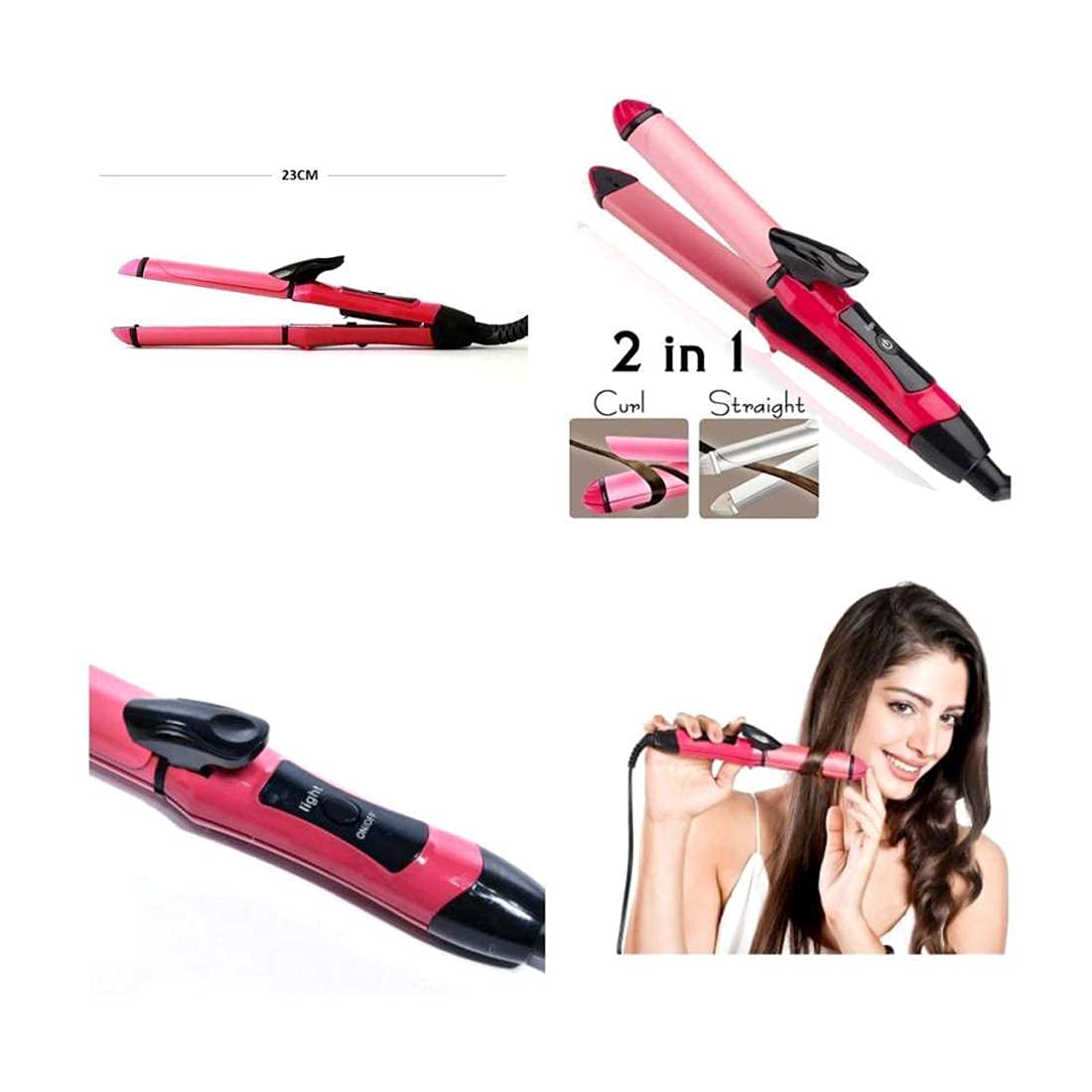 2 in 1 Hair Straightener and Curler | hair straightening machine, Beauty Set of Professional Hair Straightener and Hair Curler with Ceramic Plate For Women