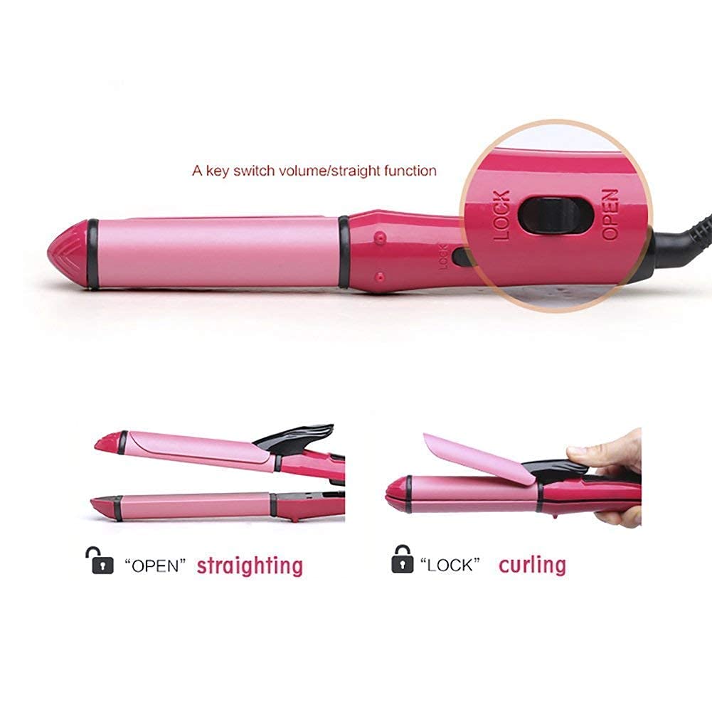 2 in 1 Hair Straightener and Curler | hair straightening machine, Beauty Set of Professional Hair Straightener and Hair Curler with Ceramic Plate For Women