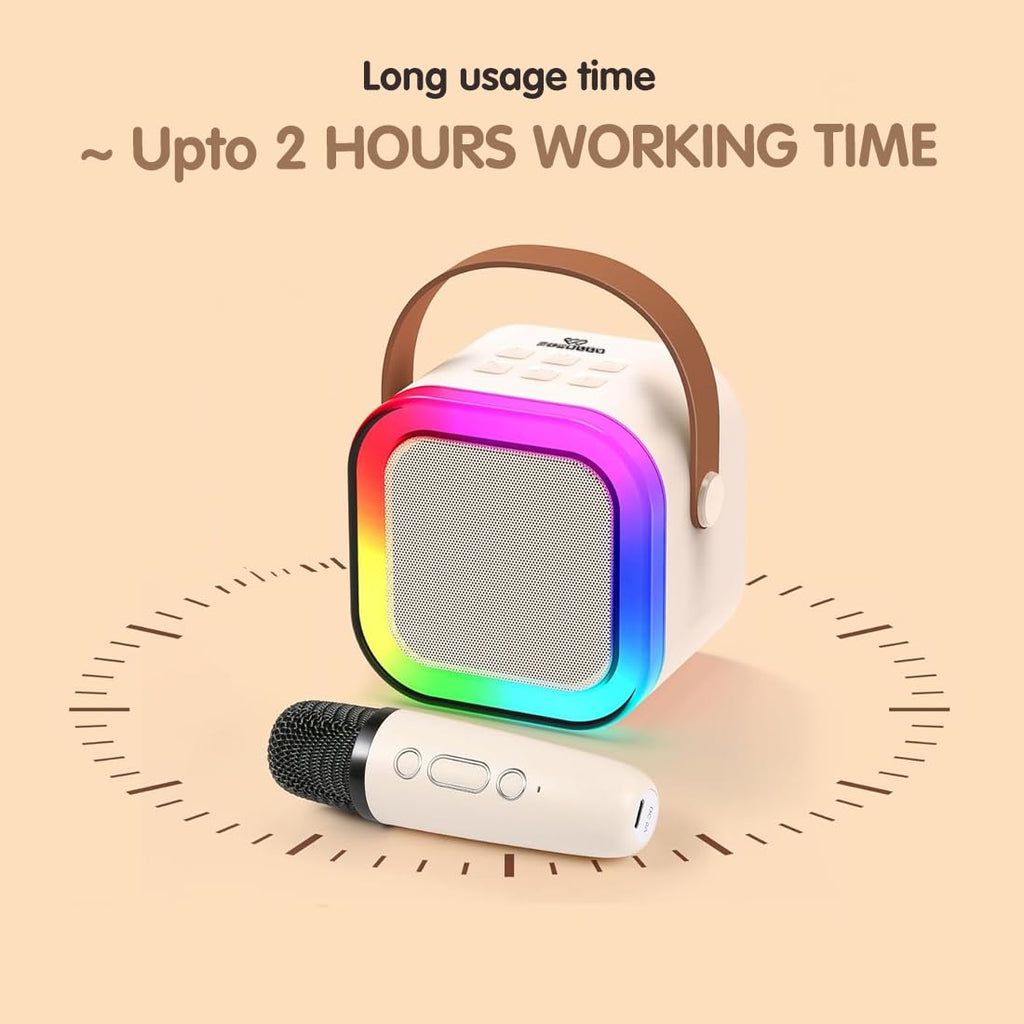 Rechargeable Karaoke Mic with Speaker for Singing | Wireless Mini Portable Bluetooth Speaker with Microphone & LED Lights | Cute Birthday Gift for Kids Musical Toys for Boys, Girls and Adults