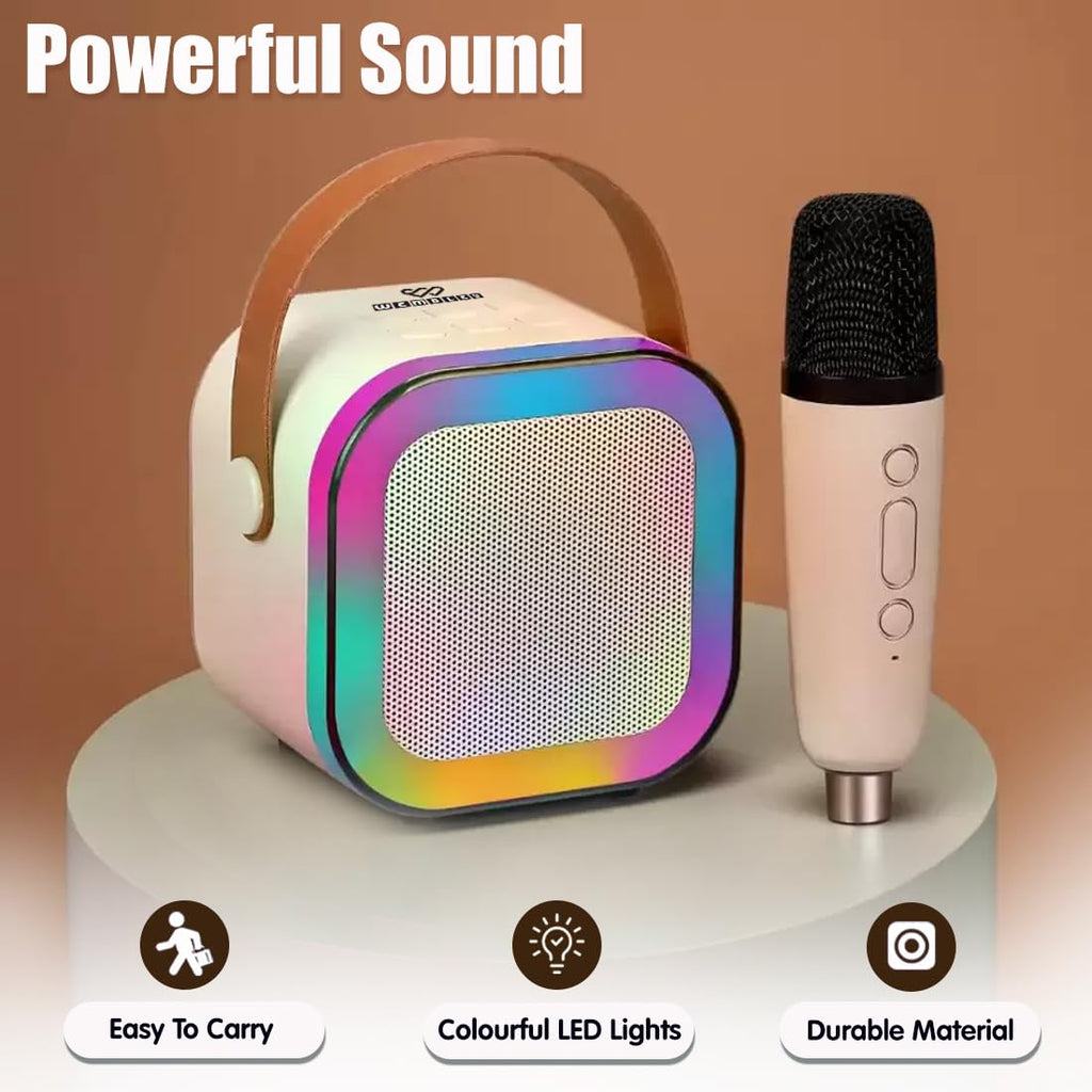 Rechargeable Karaoke Mic with Speaker for Singing | Wireless Mini Portable Bluetooth Speaker with Microphone & LED Lights | Cute Birthday Gift for Kids Musical Toys for Boys, Girls and Adults