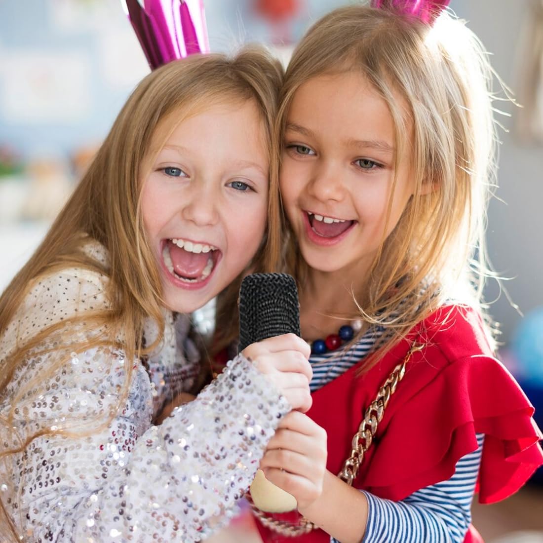 Rechargeable Karaoke Mic with Speaker for Singing | Wireless Mini Portable Bluetooth Speaker with Microphone & LED Lights | Cute Birthday Gift for Kids Musical Toys for Boys, Girls and Adults