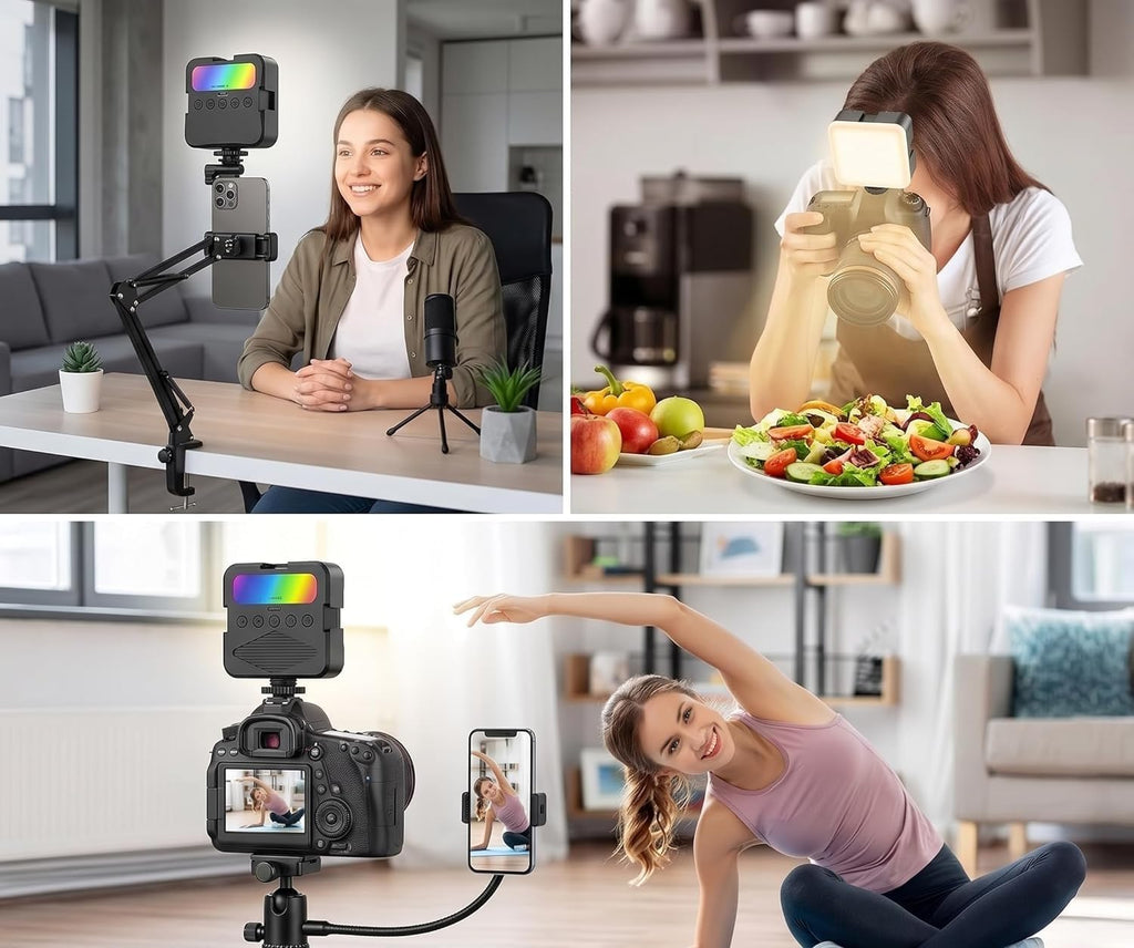 LED Video Light for Mobile, Laptop & Camera | Rechargeable Clip-On Selfie Light with Adjustable Brightness & Color Temperature for Photography, Video Calls & Live Streaming