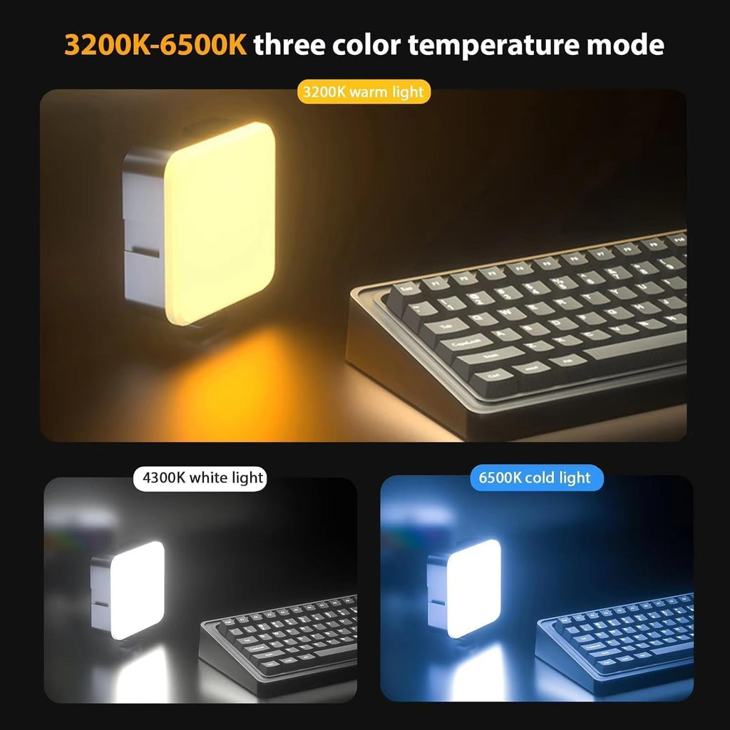 LED Video Light for Mobile, Laptop & Camera | Rechargeable Clip-On Selfie Light with Adjustable Brightness & Color Temperature for Photography, Video Calls & Live Streaming