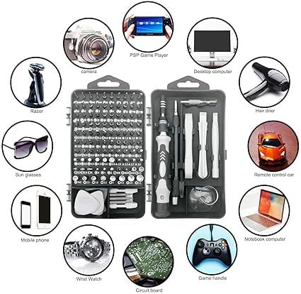 115-in-1 Precision Magnetic Screwdriver Set with Storage Case | Professional Multi-Bit Repair Tool Kit for Laptop, Mobile, PC, Watch, Eyeglasses, Gaming Console & Electronics (Black)