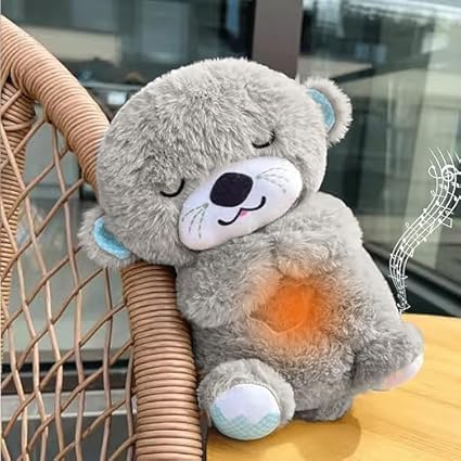 Breathing Teddy Bear Plush Sound Machine Baby Gift With Music, Lights & Breathing Motion Infant Toys For Newborns Soft Breathing Stitch Teddy, Soothing Portable Otter For Childrens