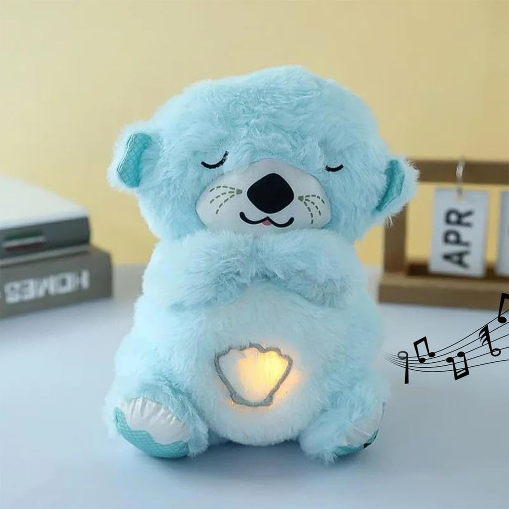 Breathing Teddy Bear Plush Sound Machine Baby Gift With Music, Lights & Breathing Motion Infant Toys For Newborns Soft Breathing Stitch Teddy, Soothing Portable Otter For Childrens