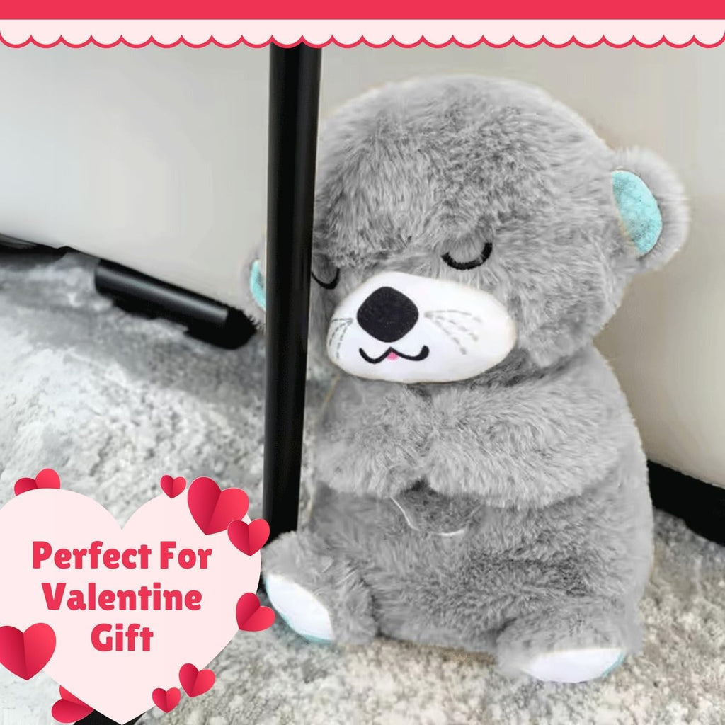 Breathing Teddy Bear Plush Sound Machine Baby Gift With Music, Lights & Breathing Motion Infant Toys For Newborns Soft Breathing Stitch Teddy, Soothing Portable Otter For Childrens