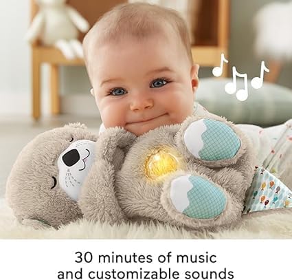 Breathing Teddy Bear Plush Sound Machine Baby Gift With Music, Lights & Breathing Motion Infant Toys For Newborns Soft Breathing Stitch Teddy, Soothing Portable Otter For Childrens