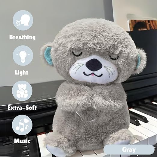 Breathing Teddy Bear Plush Sound Machine Baby Gift With Music, Lights & Breathing Motion Infant Toys For Newborns Soft Breathing Stitch Teddy, Soothing Portable Otter For Childrens