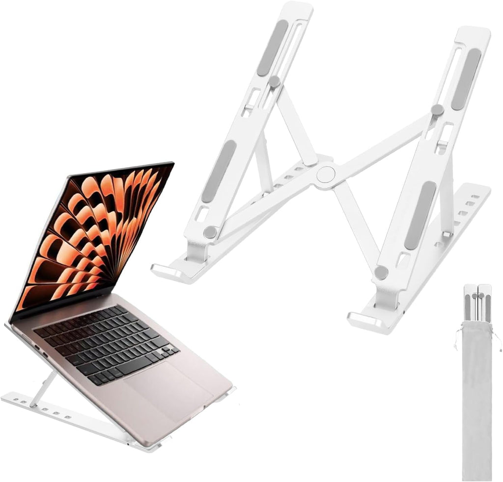 6 Angles Adjustable Aluminum Ergonomic Foldable Portable Tabletop Laptop/Desktop Riser Stand Holder Compatible for MacBook, HP, Dell, Lenovo & All Other Notebook & Laptops