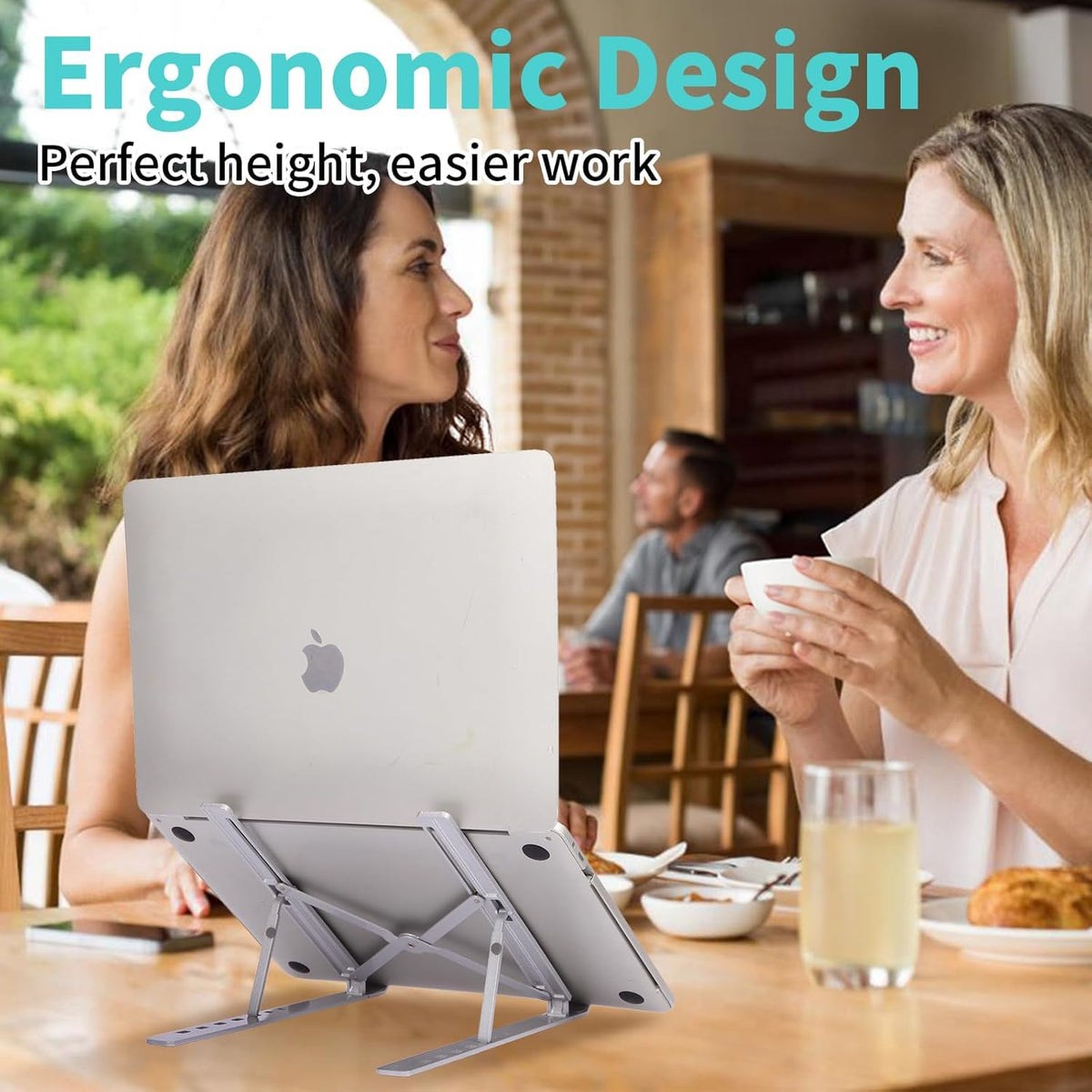 6 Angles Adjustable Aluminum Ergonomic Foldable Portable Tabletop Laptop/Desktop Riser Stand Holder Compatible for MacBook, HP, Dell, Lenovo & All Other Notebook & Laptops