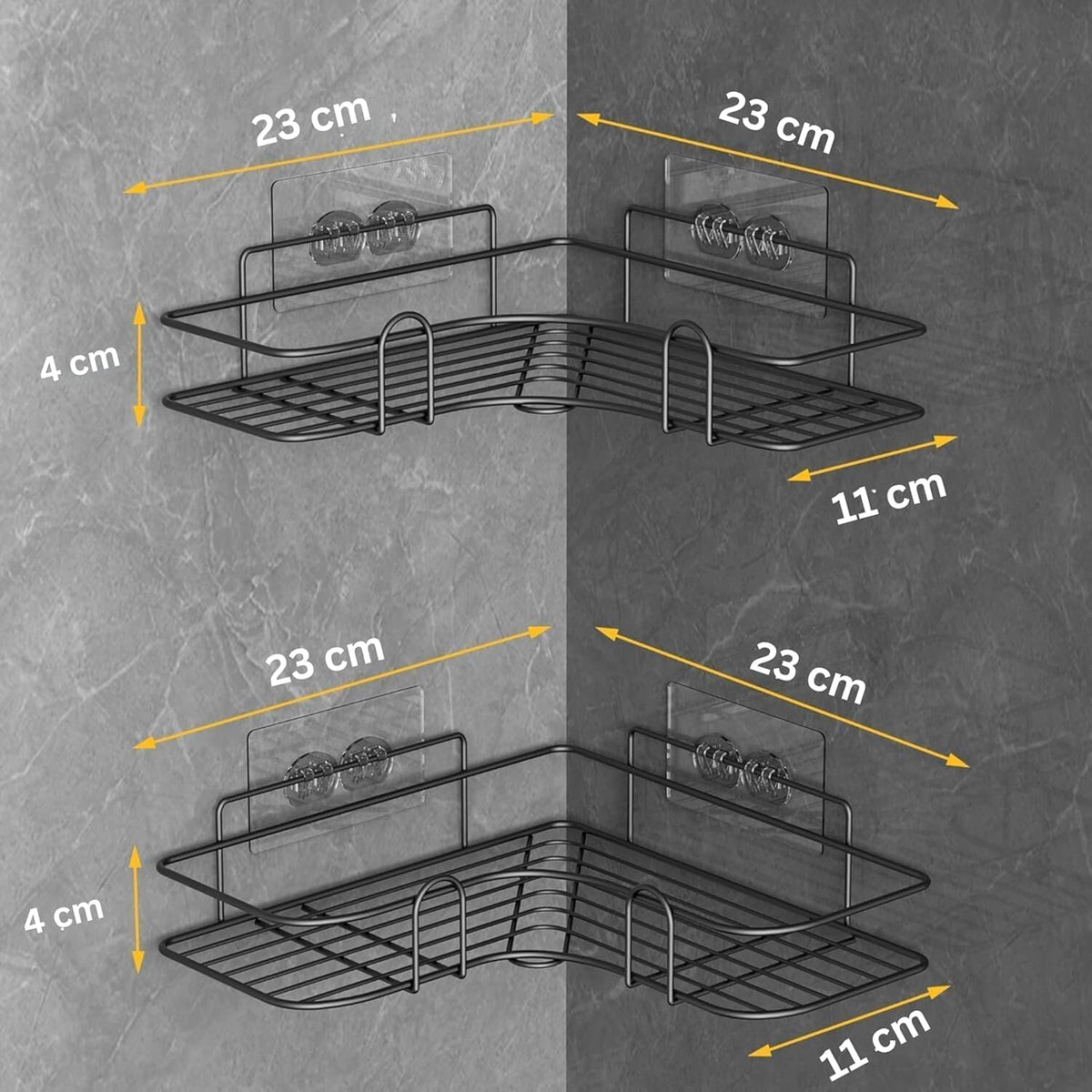 Metal Self-Adhesive Shelf/Storage Organizer for Bathroom and Kitchen Corner Wall Mounted Rack Shelf Bathroom Accessories Storage Rack No Drilling (1 Pcs Triangle Corner Shelf)