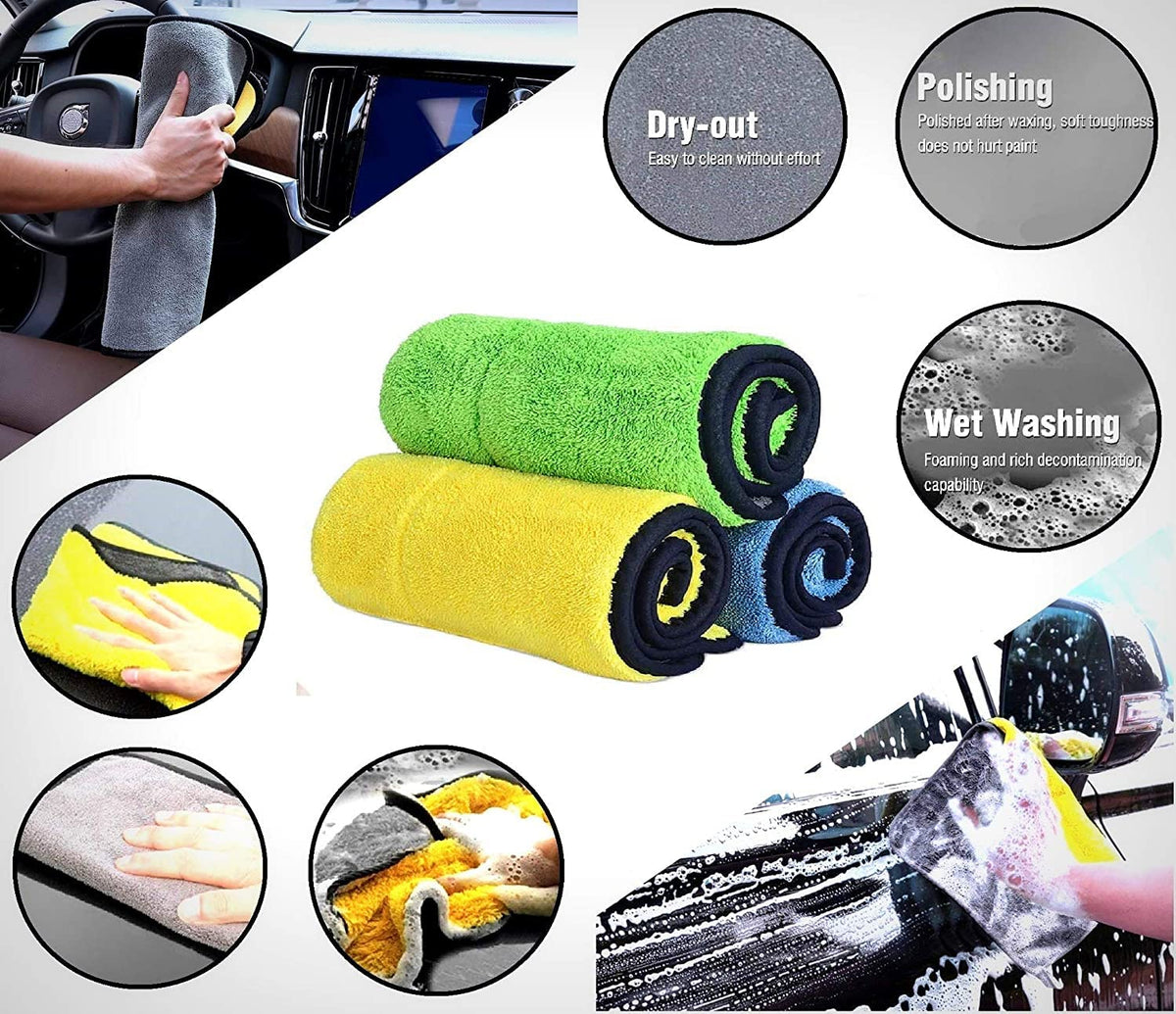 Heavy Microfiber Cloth for Car Cleaning and Detailing, Double Sided, Extra Thick Plush Microfiber Cloth, Lint-Free, 800 GSM (Size 40cm x 40cm)