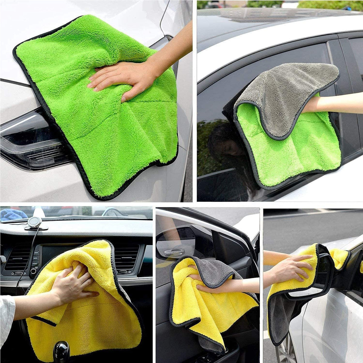 Heavy Microfiber Cloth for Car Cleaning and Detailing, Double Sided, Extra Thick Plush Microfiber Cloth, Lint-Free, 800 GSM (Size 40cm x 40cm)