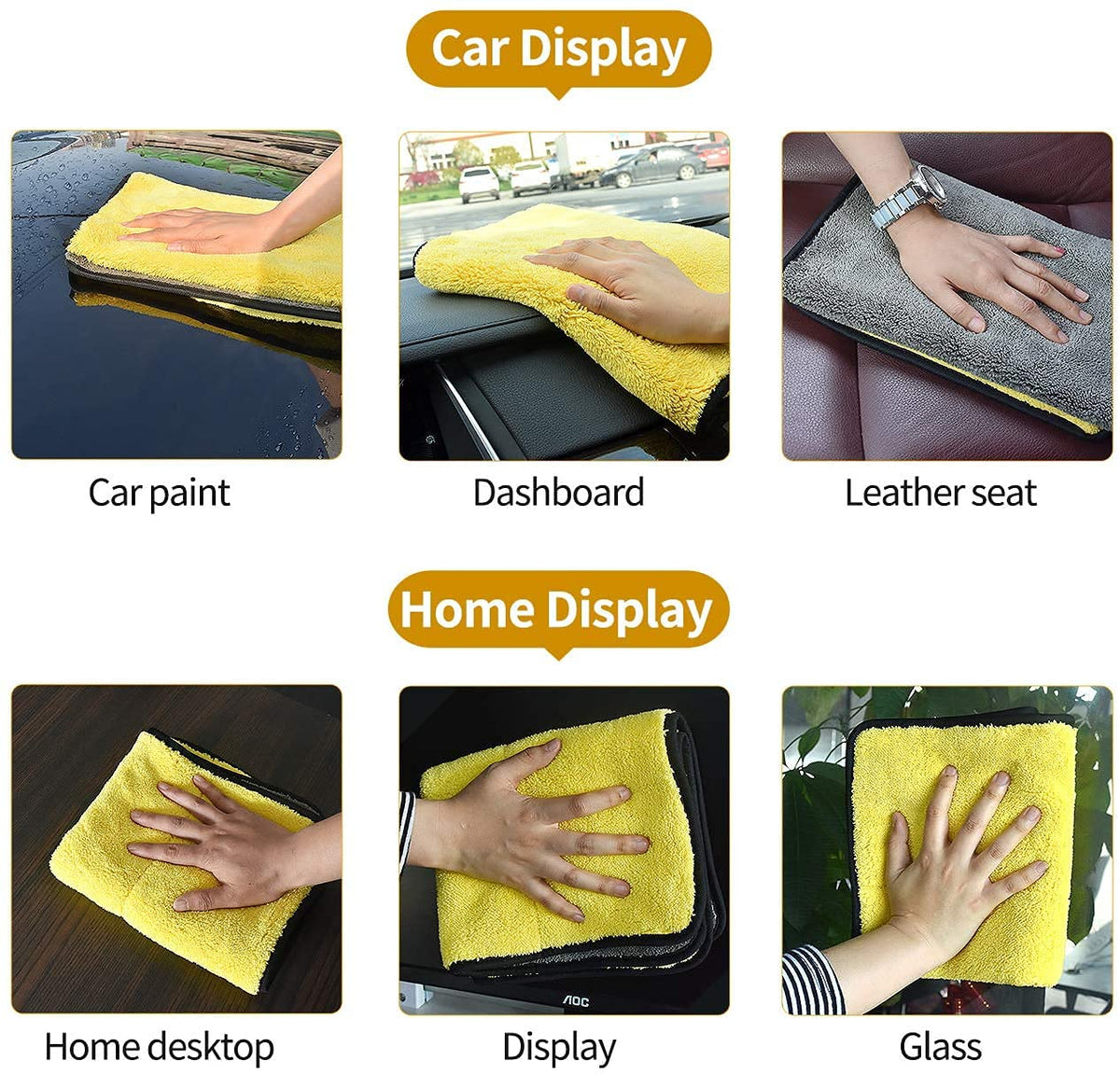 Heavy Microfiber Cloth for Car Cleaning and Detailing, Double Sided, Extra Thick Plush Microfiber Cloth, Lint-Free, 800 GSM (Size 40cm x 40cm)