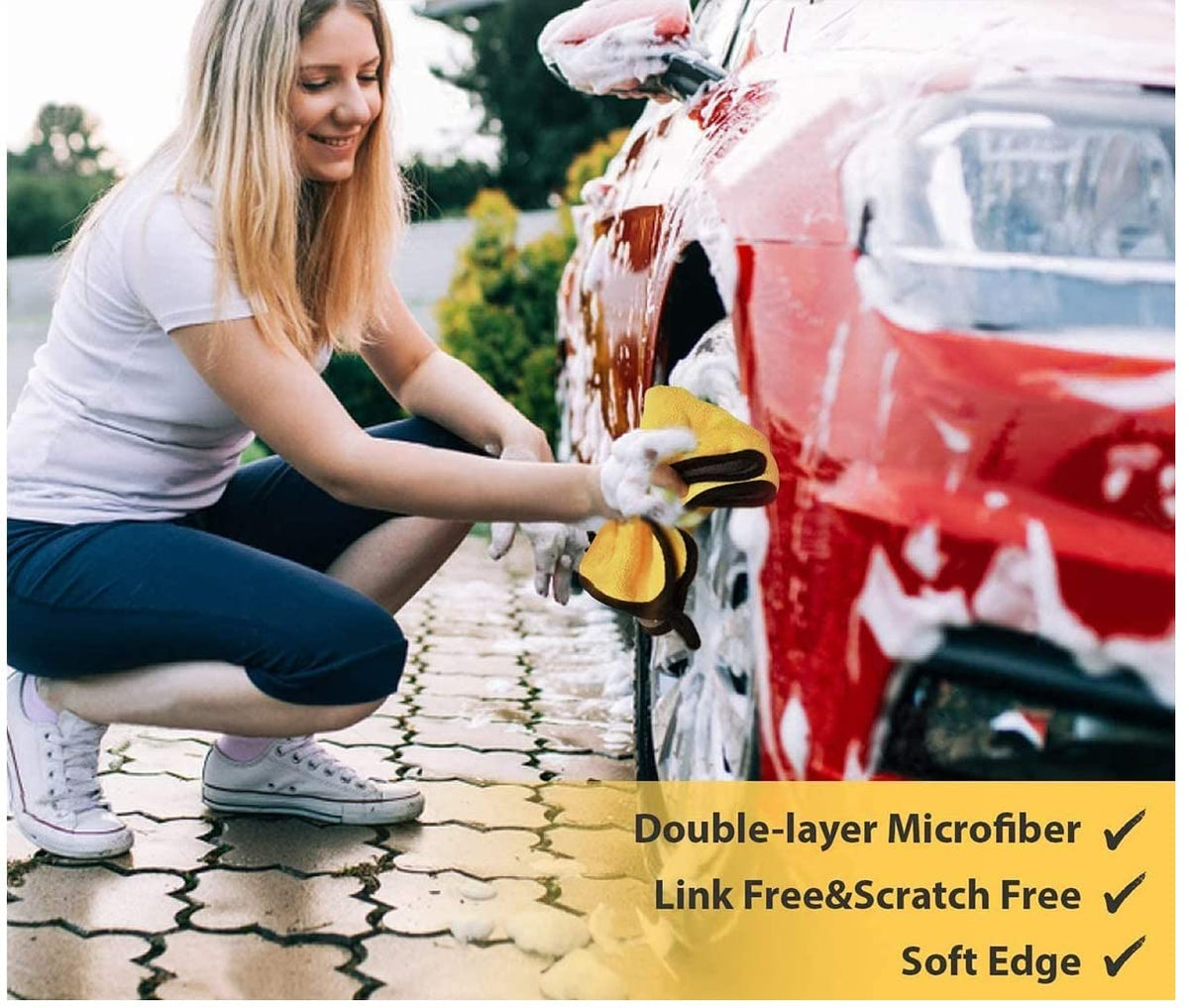 Heavy Microfiber Cloth for Car Cleaning and Detailing, Double Sided, Extra Thick Plush Microfiber Cloth, Lint-Free, 800 GSM (Size 40cm x 40cm)