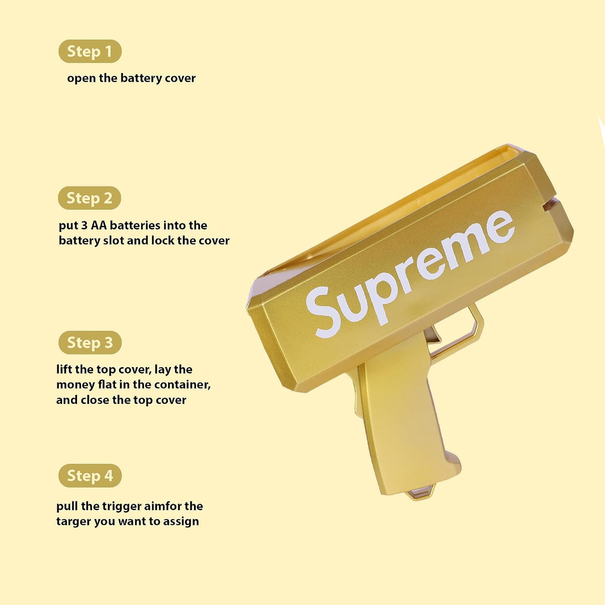 Super Gun Indian Money Gun Cash Cannon for Punjabi Wedding, Parties and Fun Includes 100 Fake Dollars
