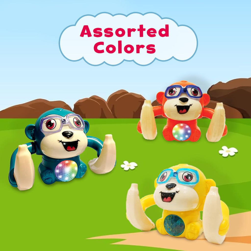 Dancing Monkey Musical Toy for Kids Baby Spinning Rolling Doll Tumble Toy with Voice Control Musical Light and Sound Effects with Sensor - ISI Mark - Multicolor