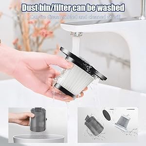 Portable 3-in-1 Car Vaccum Cleaner with Blower, USB Rechargeable, Black, Wireless Handheld Mini Design, Strong Suction, Washable HEPA Filter